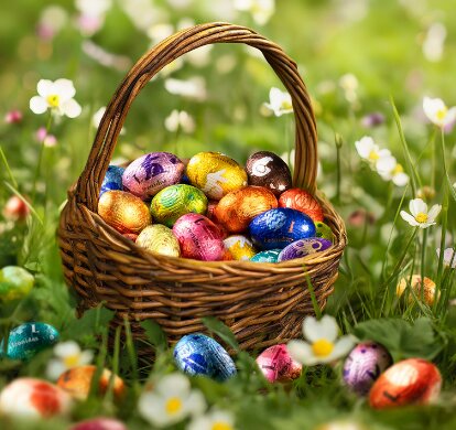 grass straw basket mini eggs leonidas